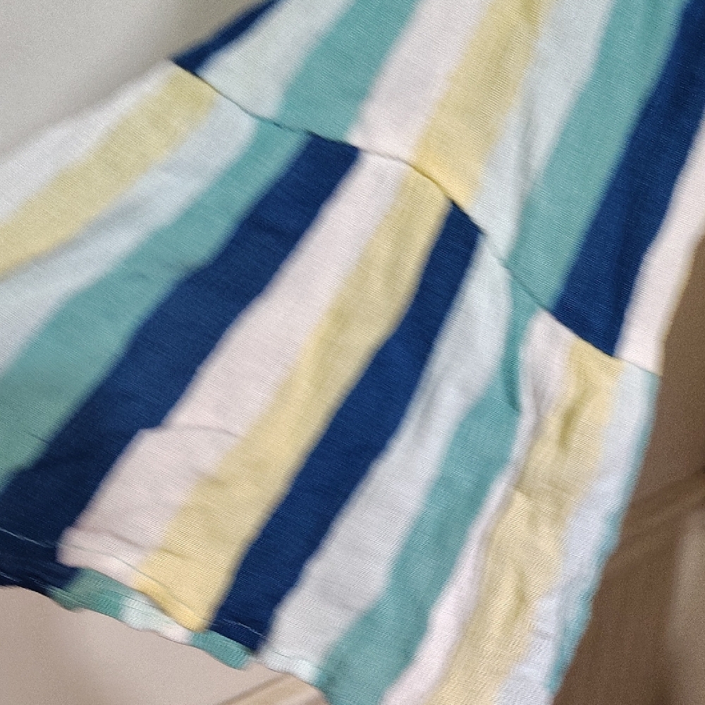 Blue and Yellow Striped Off-Shoulder Jumpsuit - Picture 4 of 8